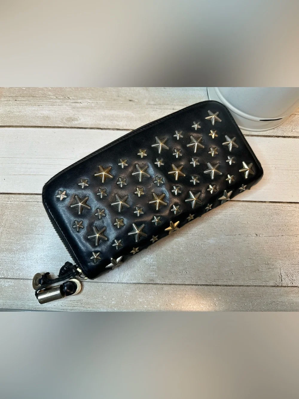 Jimmy Choo Filipa Star Studded Leather Zip-Around Wallet